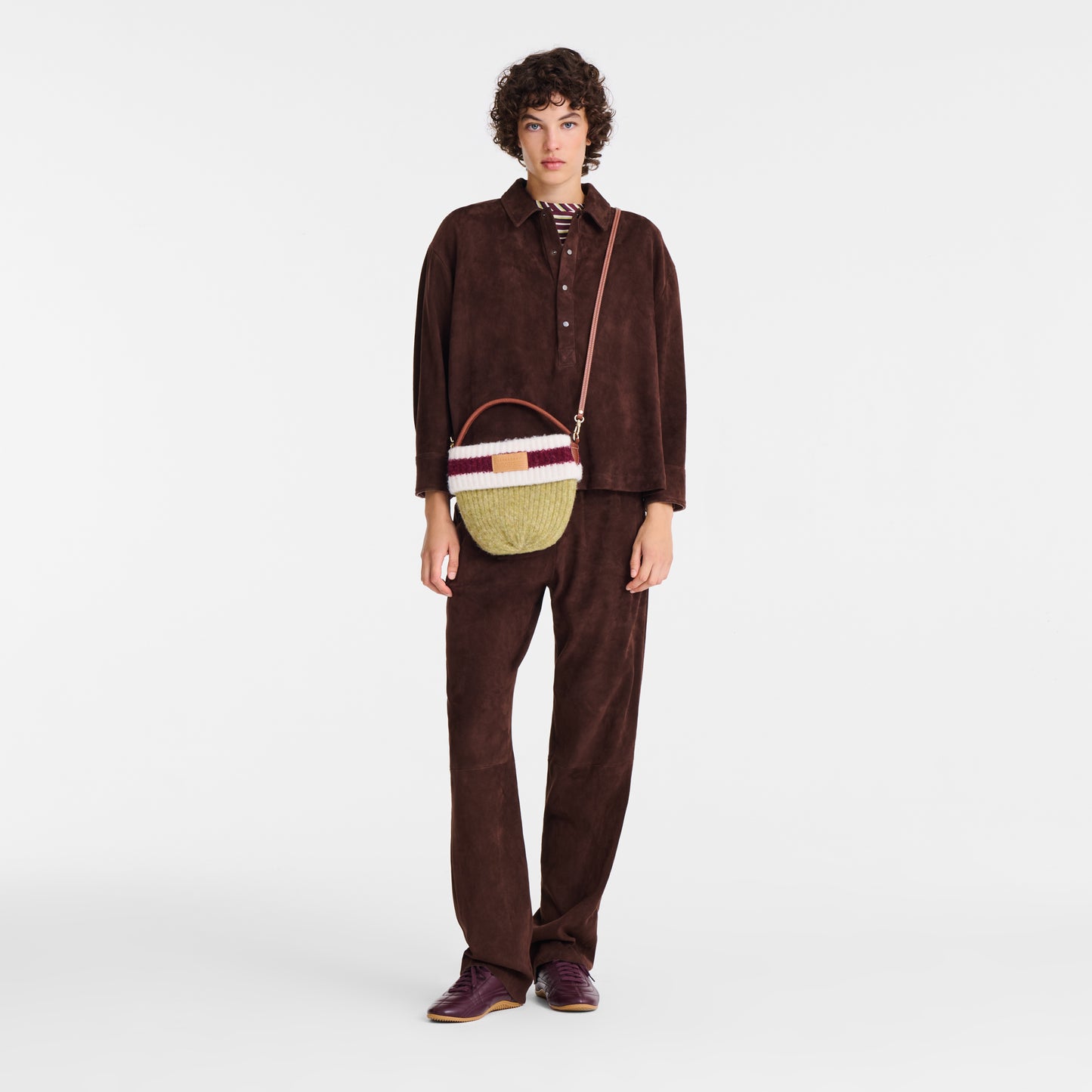 LONGCHAMP-Le Pliage Collection Crossbody bag-Pistachio/Burgundy-10350HITM27-1