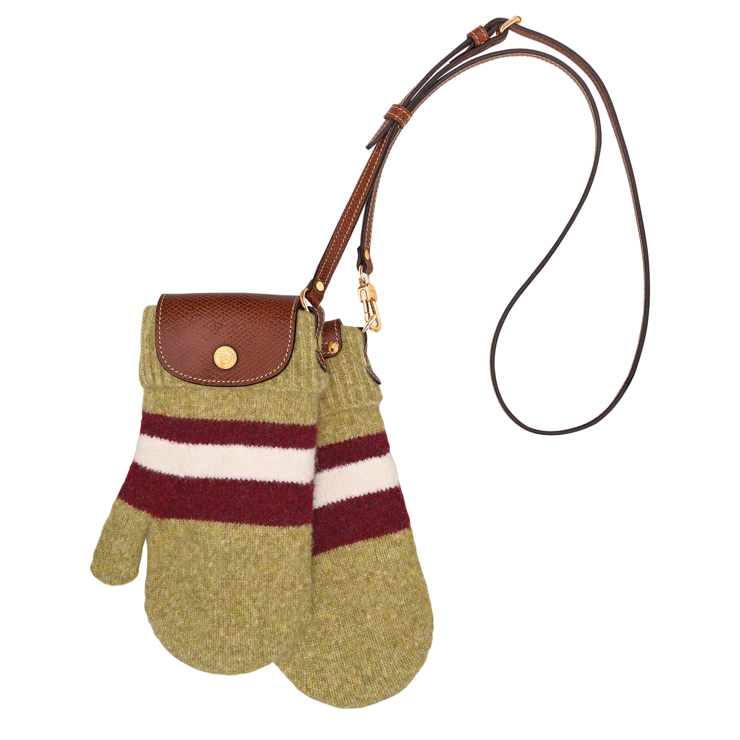 LONGCHAMP-Le Pliage Collection Mittens bag-Pistachio/Burgundy-10358HITM27-1