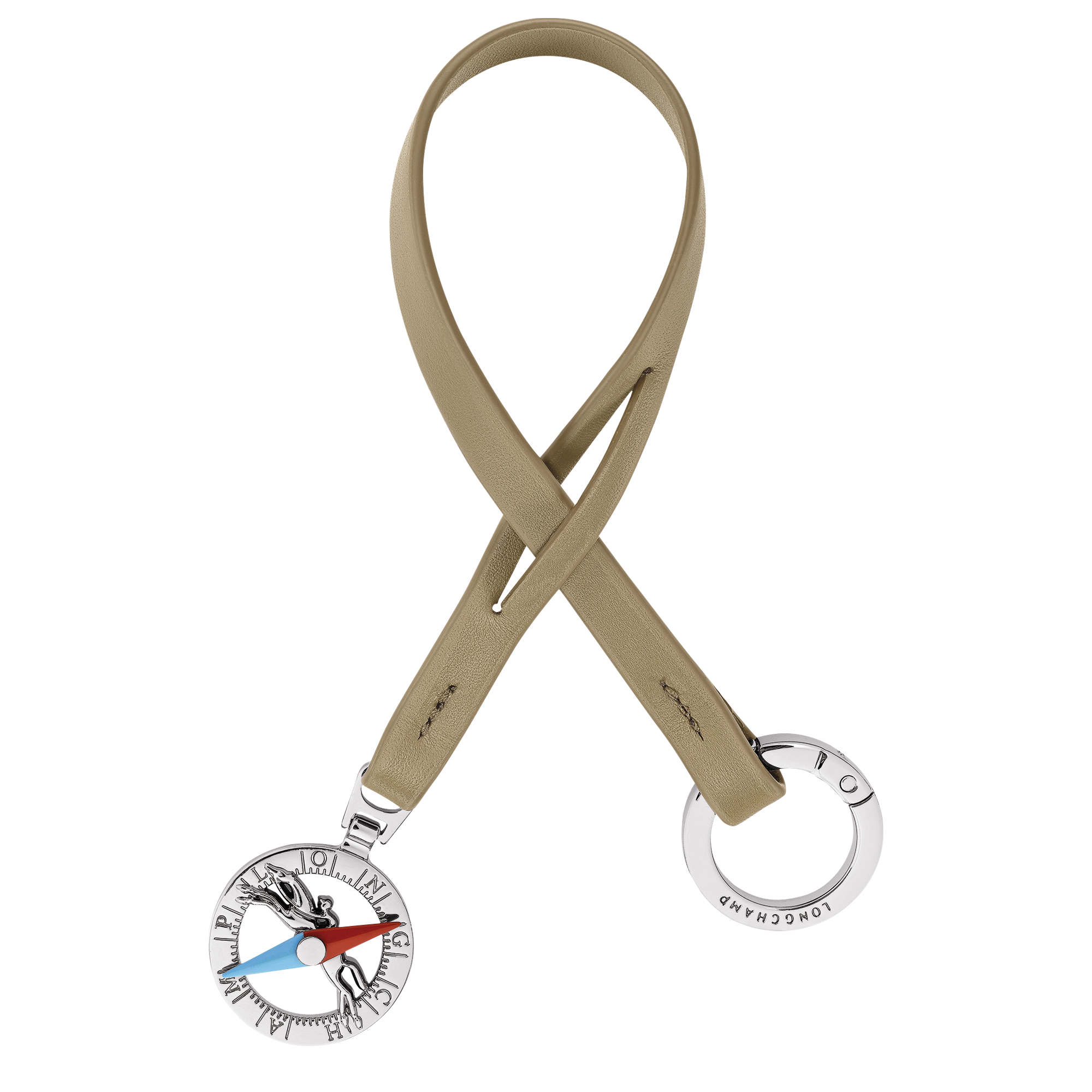 アクセサリー AT LAST key ring with pin Le Pliage Collection Key ring Lichen - Leather | Longchamp ID