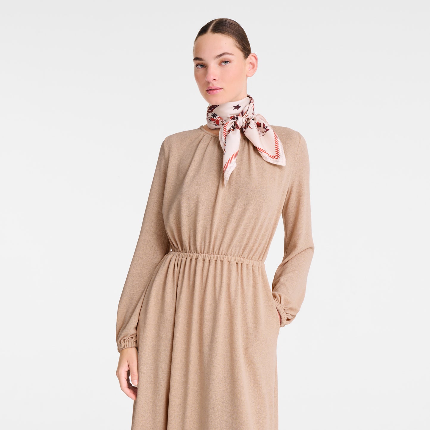 LONGCHAMP-Forêt Longchamp Silk scarf 90-Ebony-50647GSO304-2