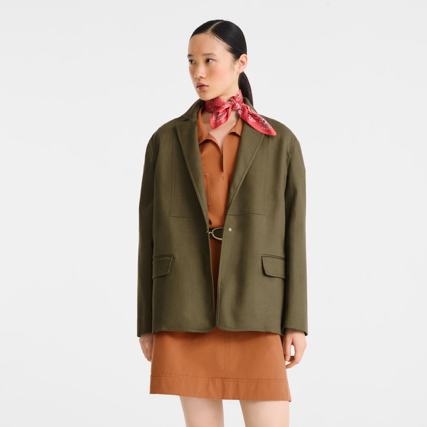 LONGCHAMP-French Bandana Silk scarf 50-Coral-50657GSO313-2