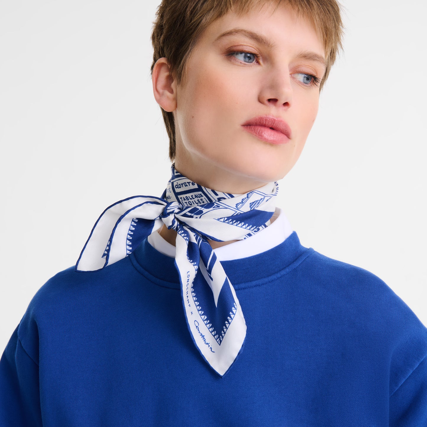 LONGCHAMP-Les Artisans de Paris Silk scarf 70-Cobalt-50663GSO487-2