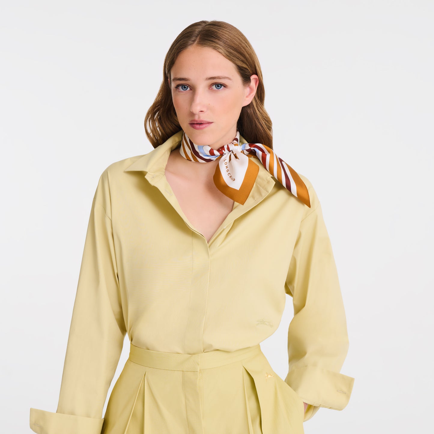 LONGCHAMP-Rubans Longchamp Silk scarf 50-Amber-50667GSO490-1