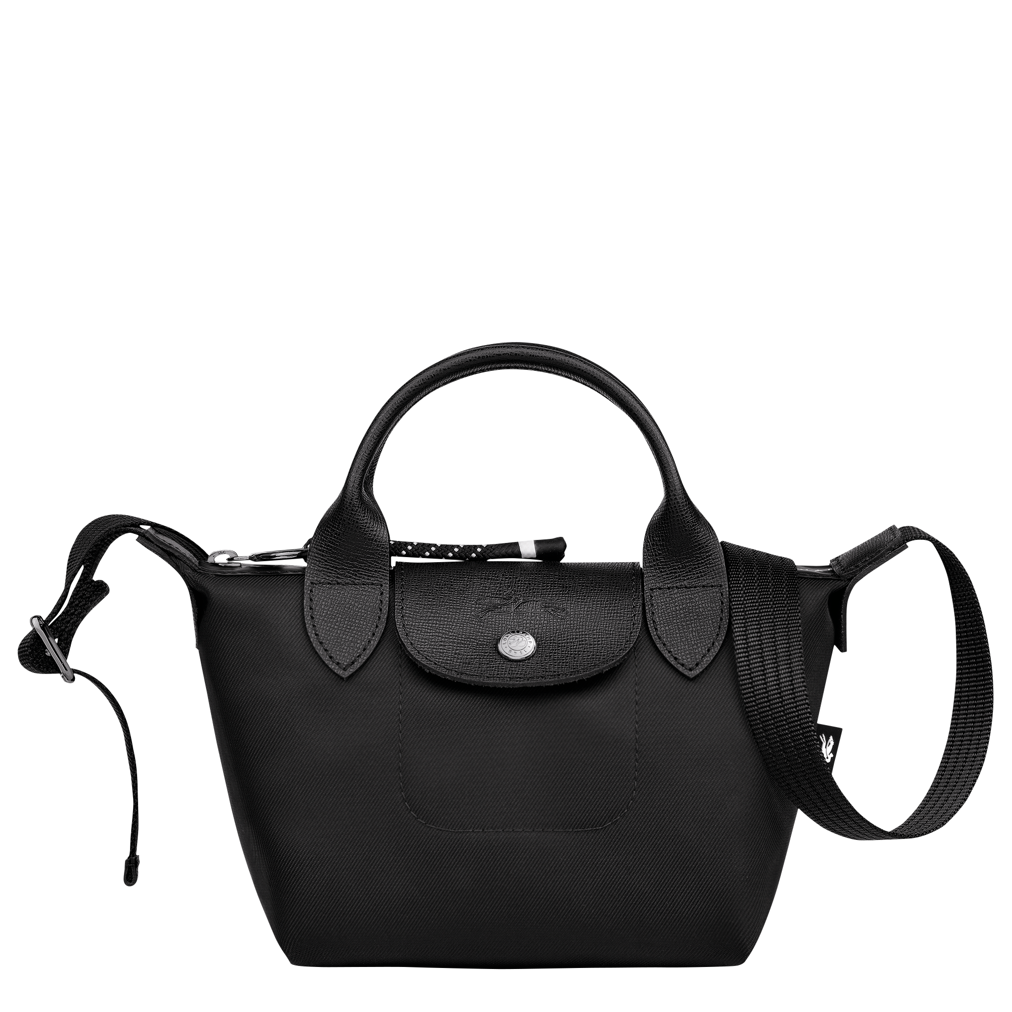 Longchamp Nylon Shoulder Hobo Handbag - Le Pliage (Black)