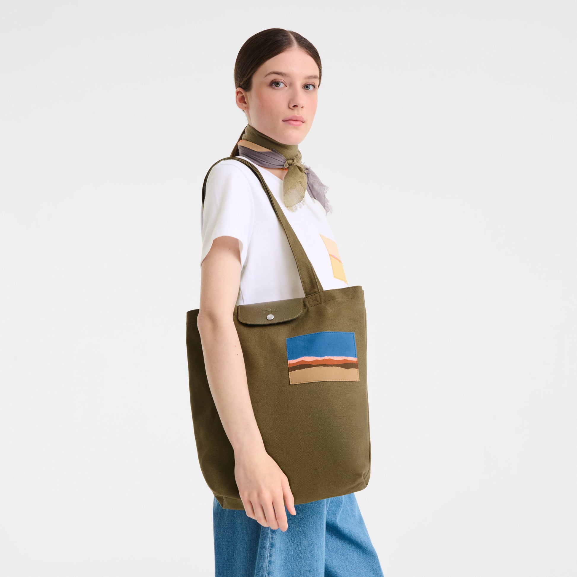 LONGCHAMP-Caroline Hélain x Longchamp M Tote bag-Olive-10326HKI510-7