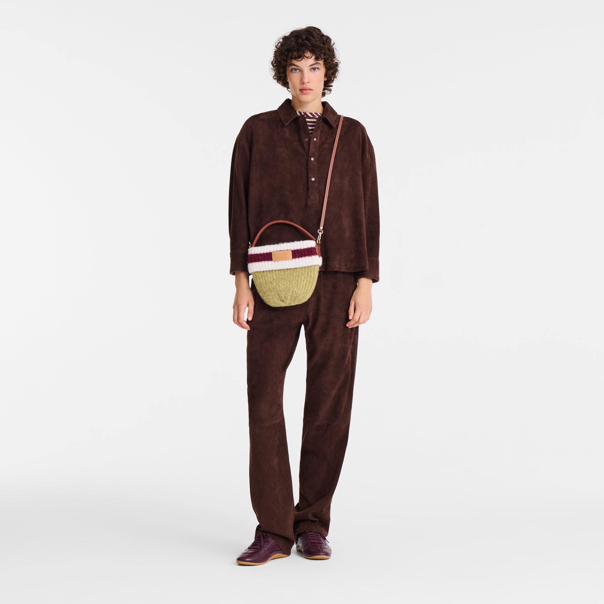 LONGCHAMP-Le Pliage Collection Crossbody bag-Pistachio/Burgundy-10350HITM27-1