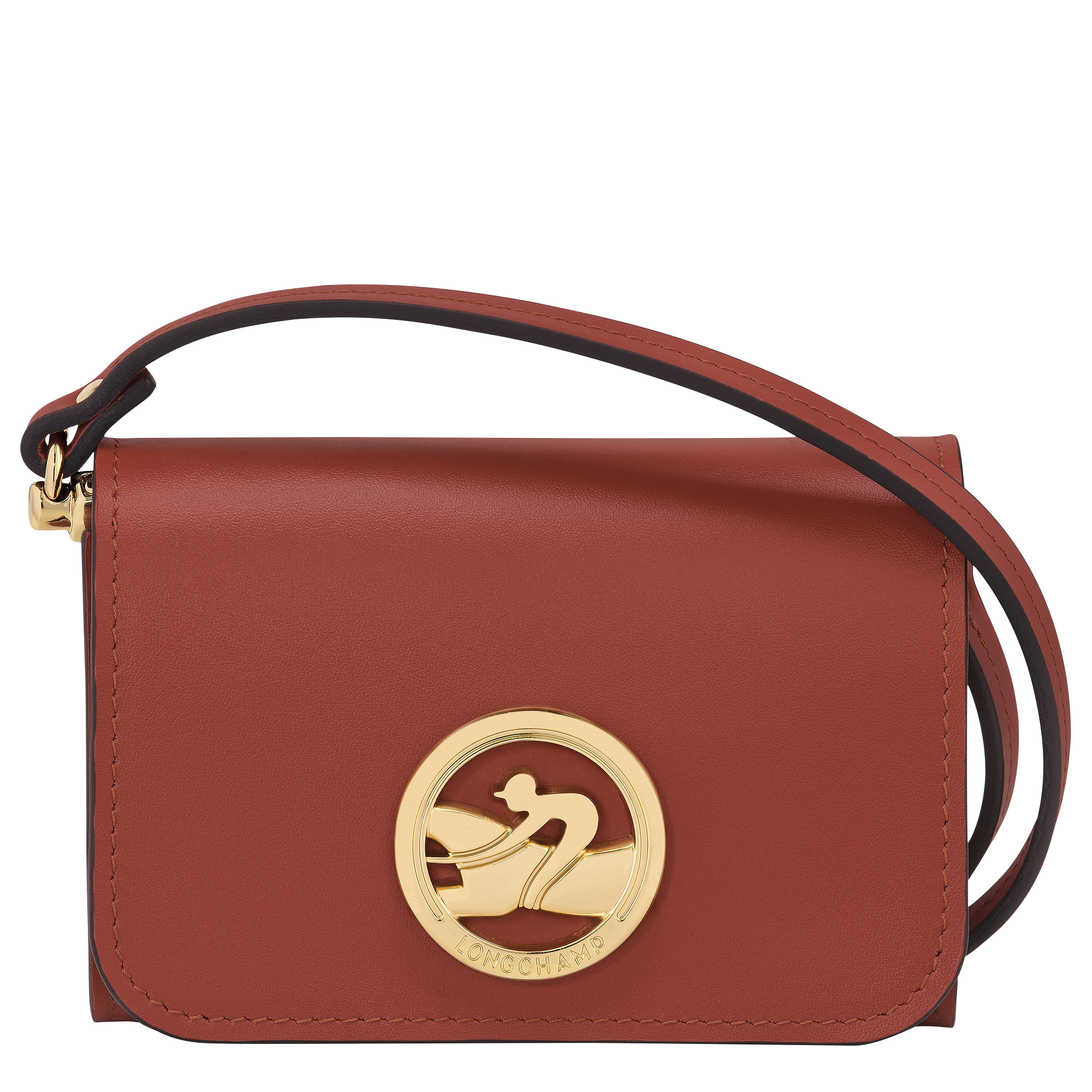 Longchamp BOX-TROT - Coin purse with shoulder strap in Mahogany - 1 (SKU: 30019HAU204)