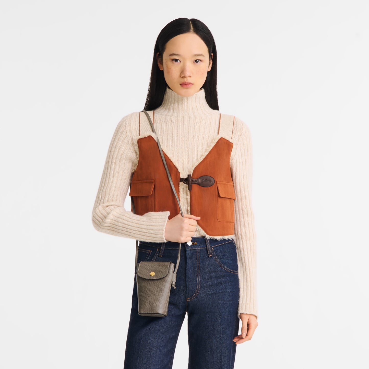 LONGCHAMP-Épure Phone case with leather lace-Turtledove-34193HYZP55-2