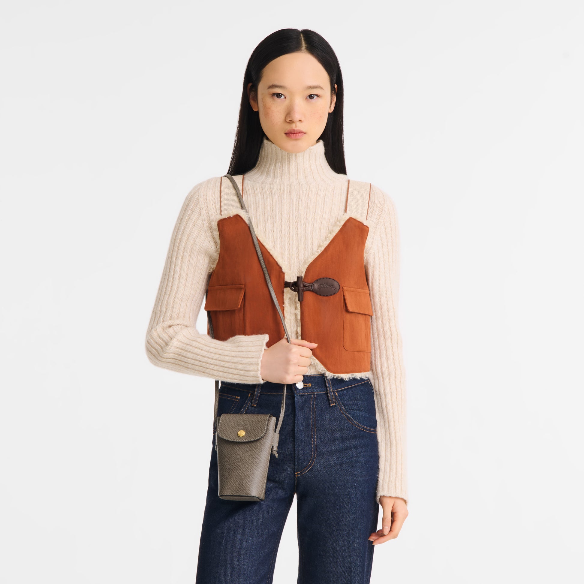 LONGCHAMP-Épure Phone case with leather lace-Turtledove-34193HYZP55-2