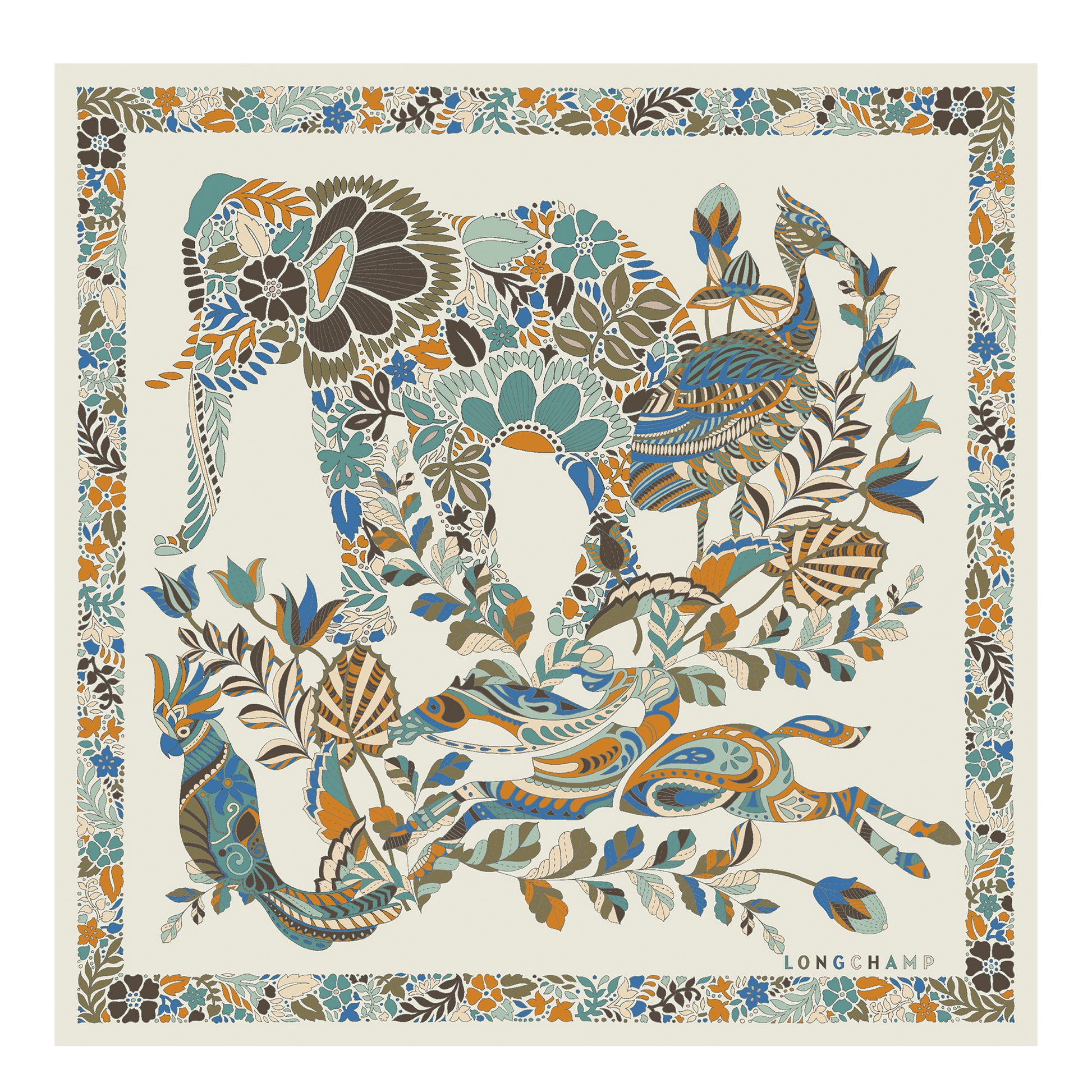 LONGCHAMP-Forêt Longchamp Silk scarf 50-Paper-50561GSO555-1