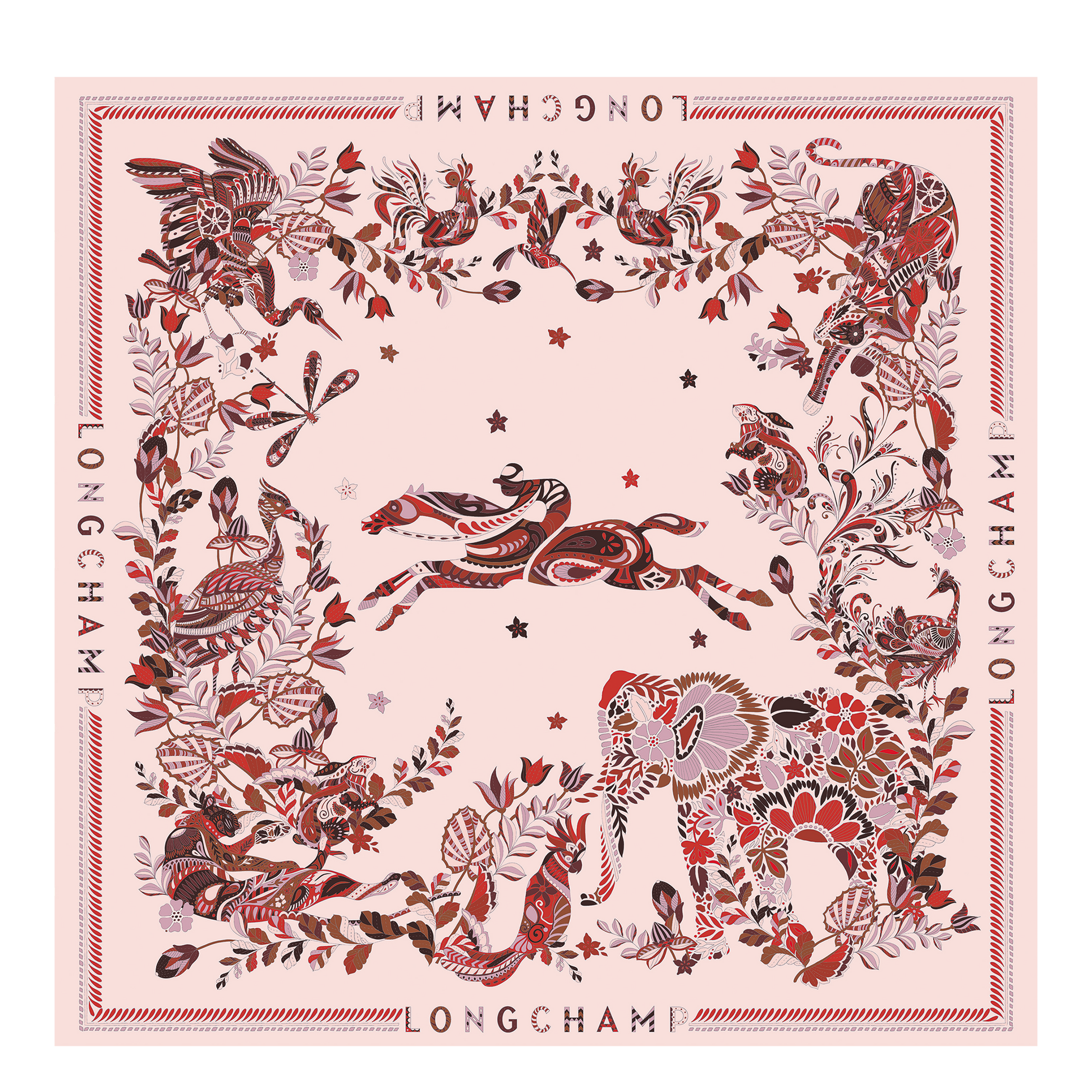 LONGCHAMP-Forêt Longchamp Silk scarf 90-Ebony-50647GSO304-1