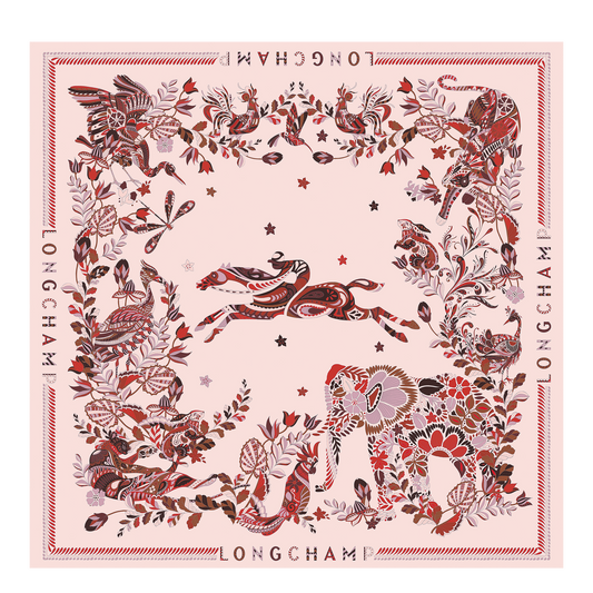 LONGCHAMP-Forêt Longchamp Silk scarf 90-Ebony-50647GSO304-1