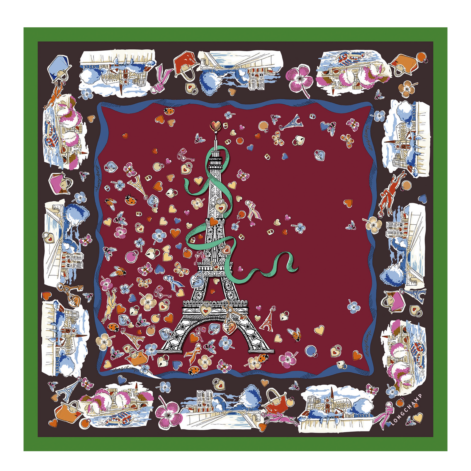 LONGCHAMP-Tour Enchantée Silk scarf 50-Purple-50649GSOM83-1