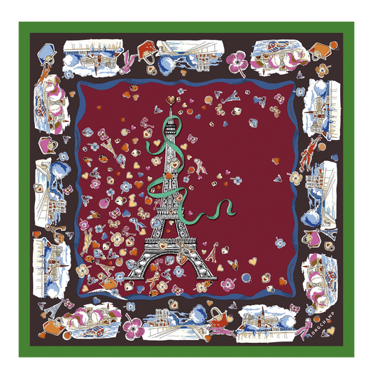 LONGCHAMP-Tour Enchantée Silk scarf 50-Purple-50649GSOM83-1