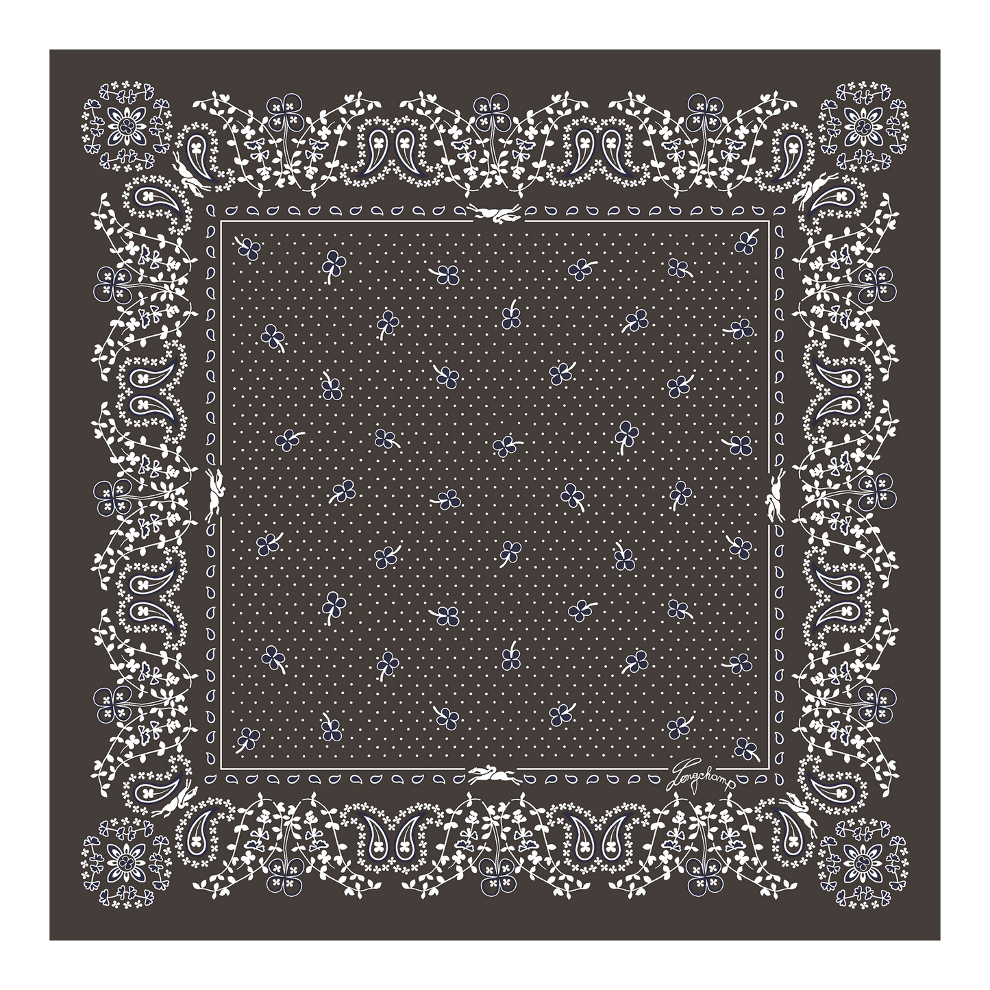 LONGCHAMP-French Bandana Silk scarf 50-Mocha-50657GSO002-1