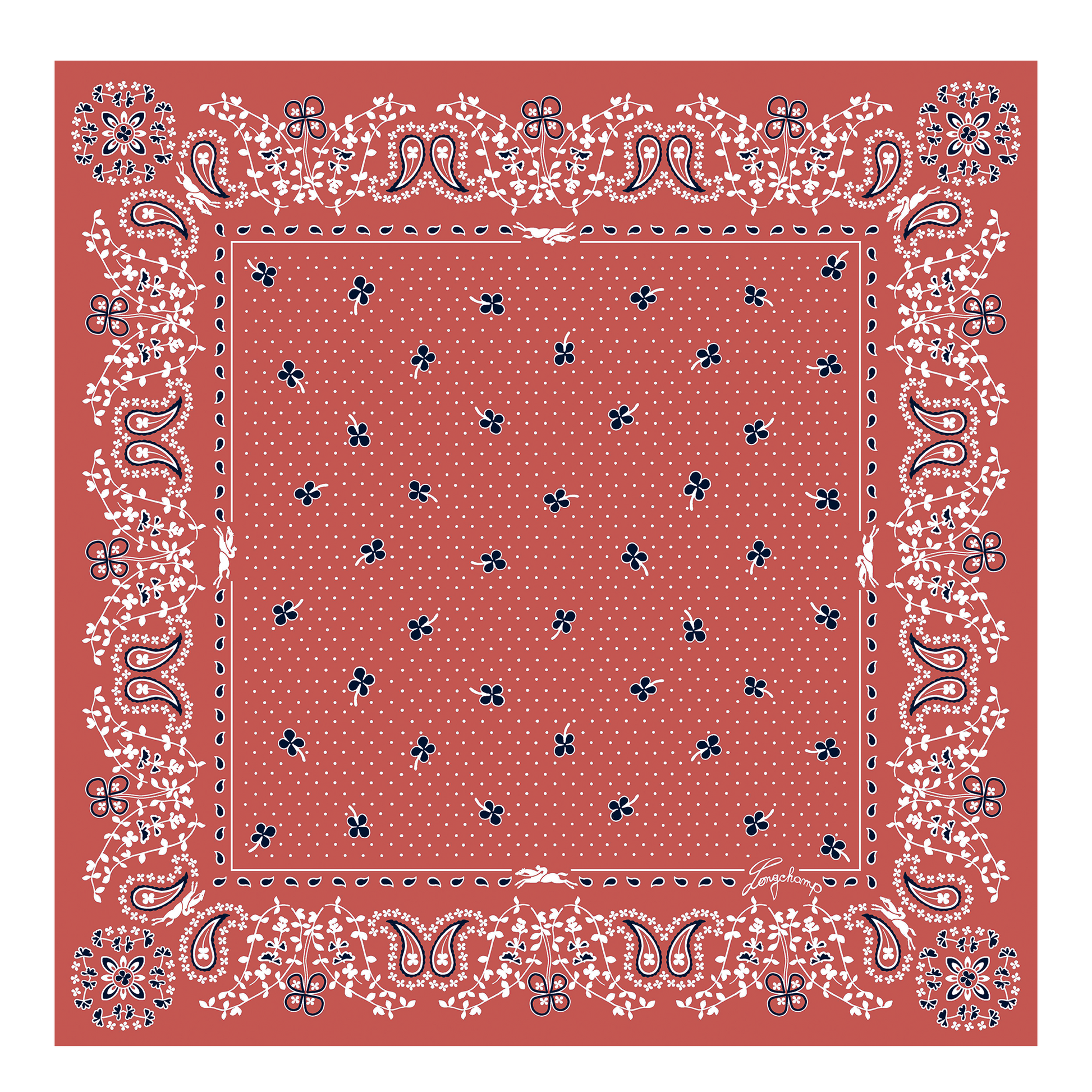 LONGCHAMP-French Bandana Silk scarf 50-Coral-50657GSO313-1