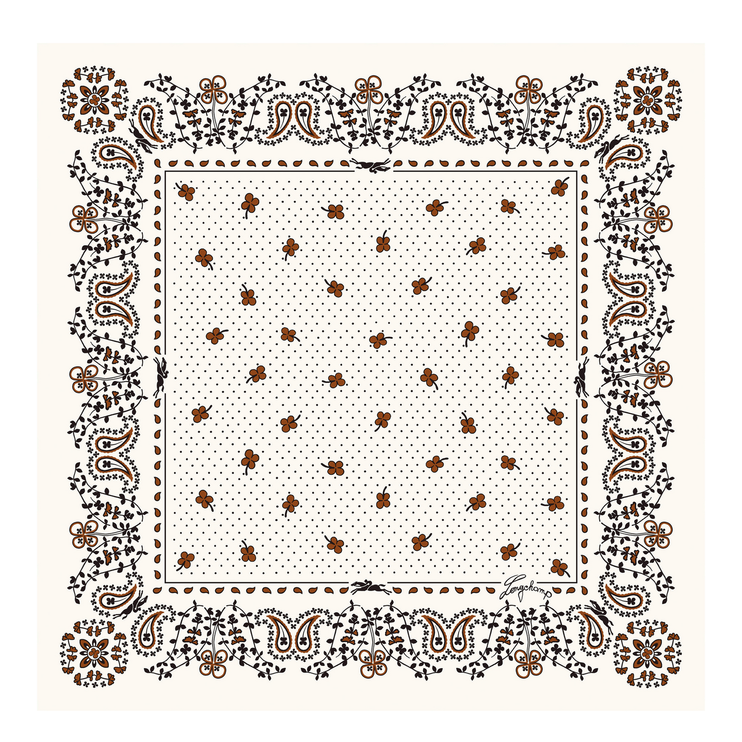 LONGCHAMP-French Bandana Silk scarf 50-Cashew-50657GSOM19-1