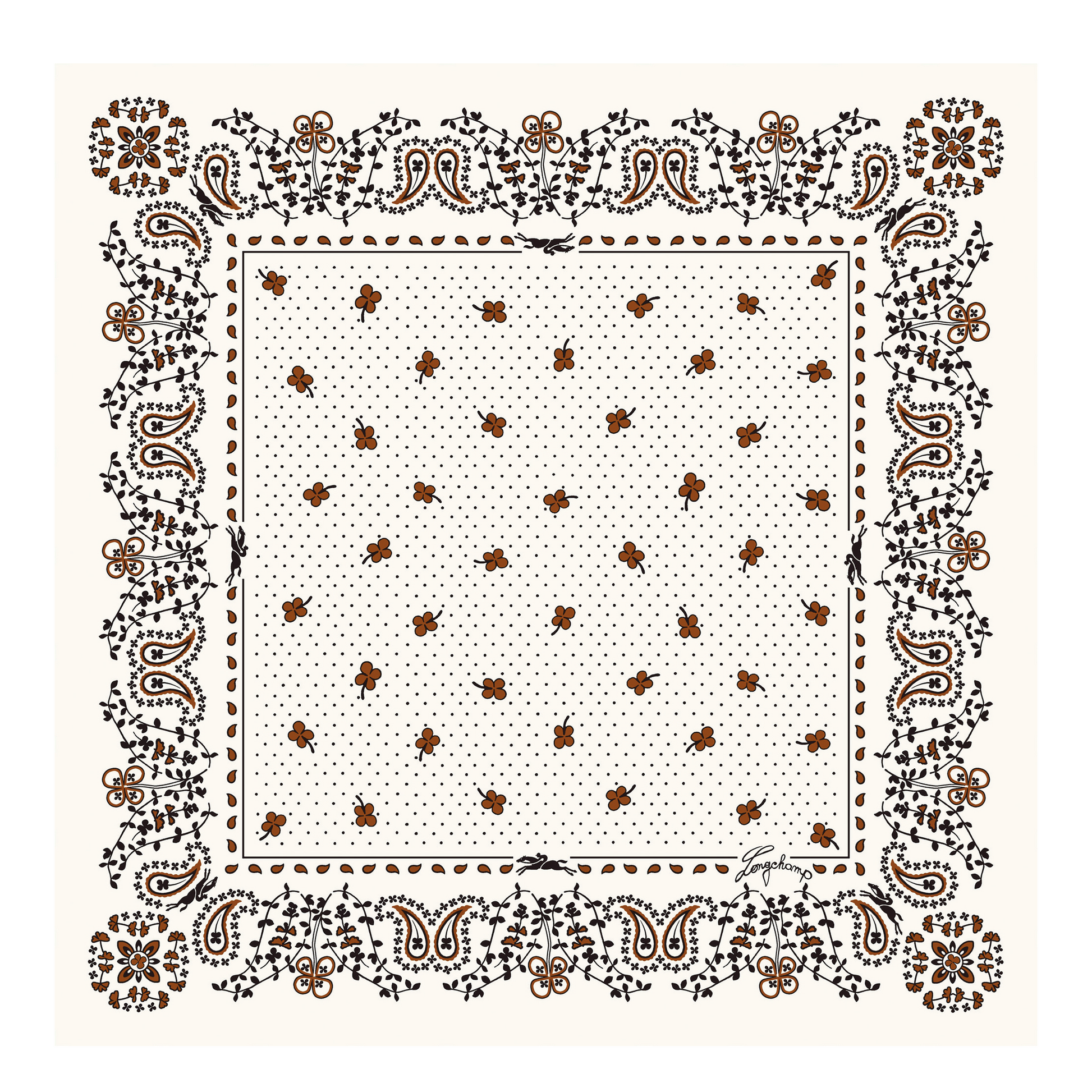 LONGCHAMP-French Bandana Silk scarf 50-Cashew-50657GSOM19-1