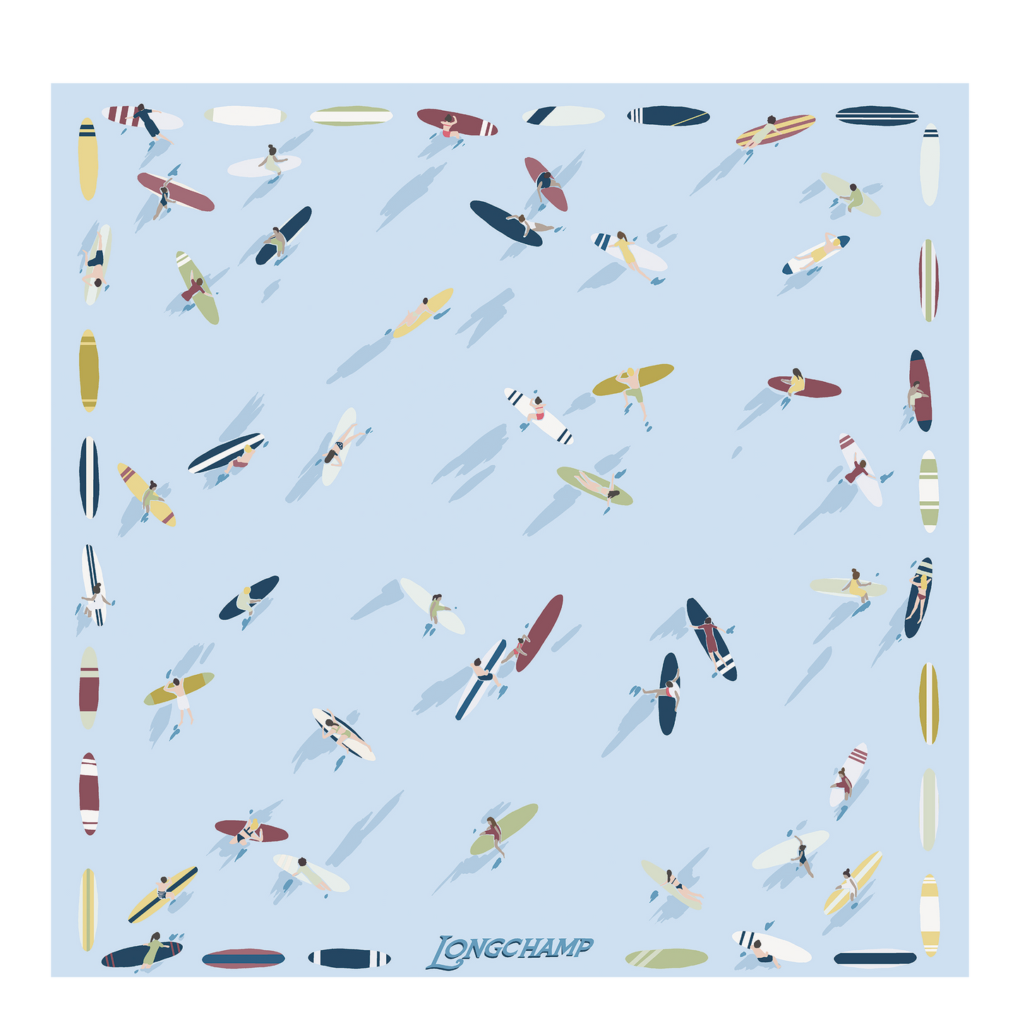 LONGCHAMP-En Attendant la Vague Silk scarf 50-Sky Blue-50668GSO028-1