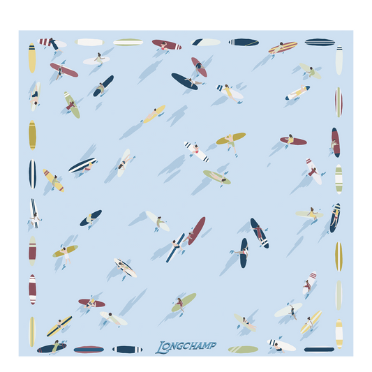 LONGCHAMP-En Attendant la Vague Silk scarf 50-Sky Blue-50668GSO028-1