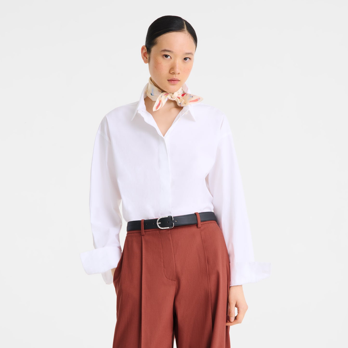 LONGCHAMP-En Attendant la Vague Silk scarf 50-Ivory-50668GSO238-2