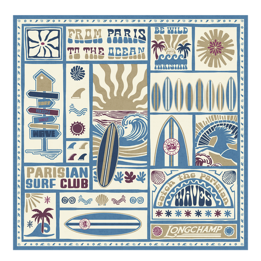 Parisian Surf Club Silk scarf 90