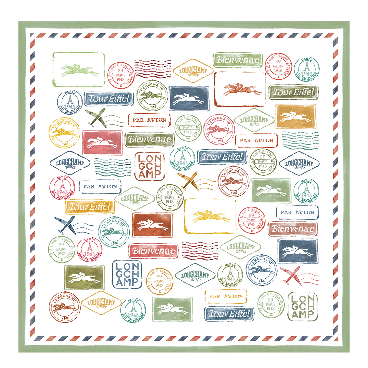 LONGCHAMP-Evasions Longchamp Silk scarf 50-Lichen-50675GSOM64-1