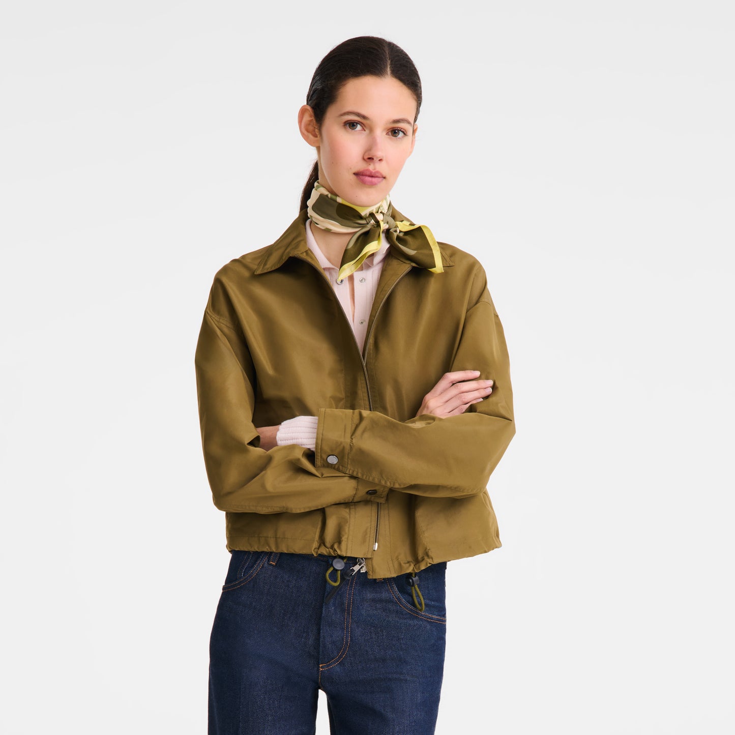 LONGCHAMP-Porte-Bonheur Longchamp Silk scarf 70-Lichen-50681GSOM64-2