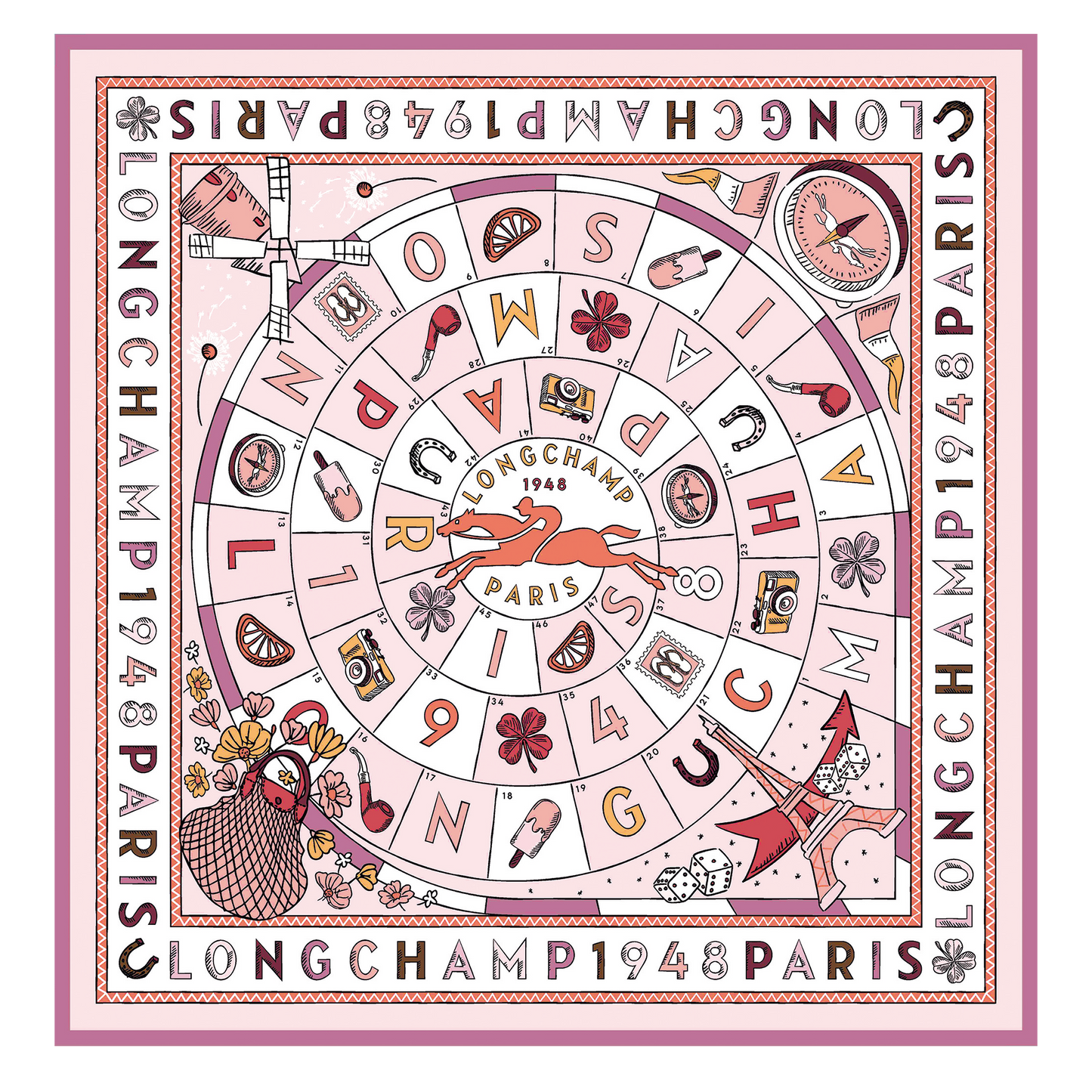 LONGCHAMP-Le Jeu de Cheval Silk scarf 90-Ballet-50684GSOM68-1