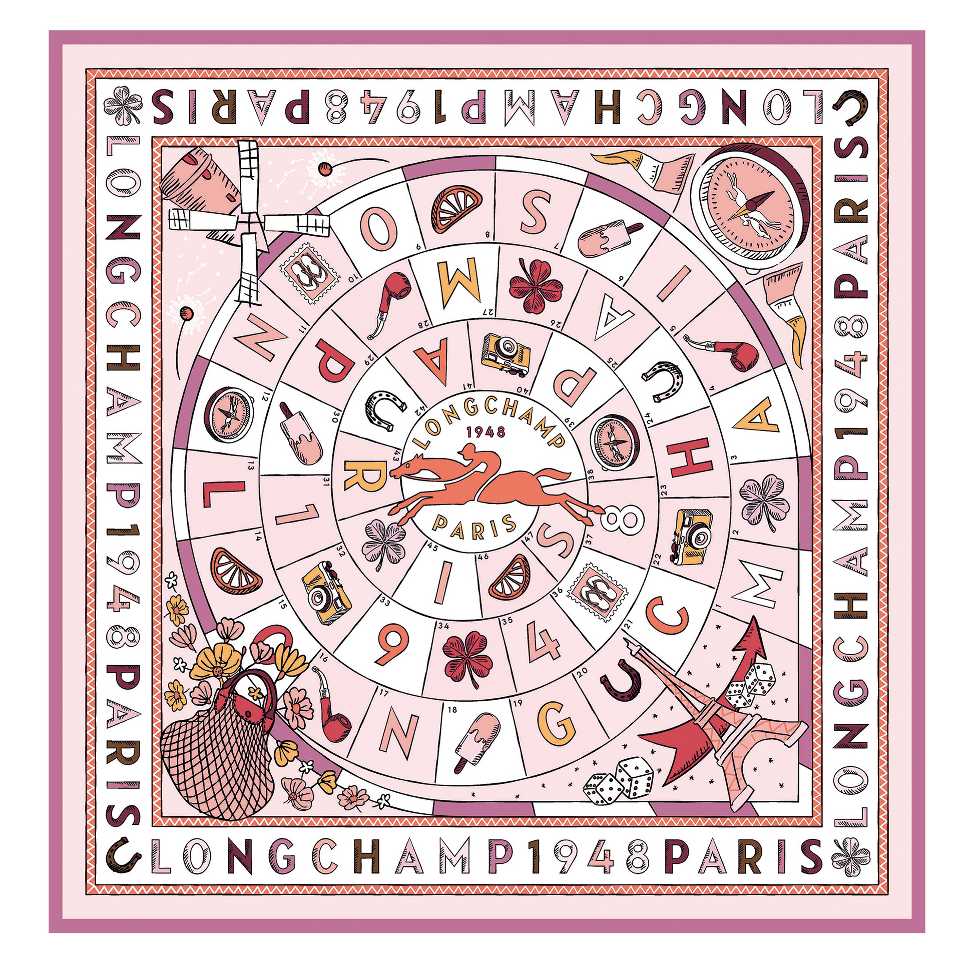 LONGCHAMP-Le Jeu de Cheval Silk scarf 90-Ballet-50684GSOM68-1
