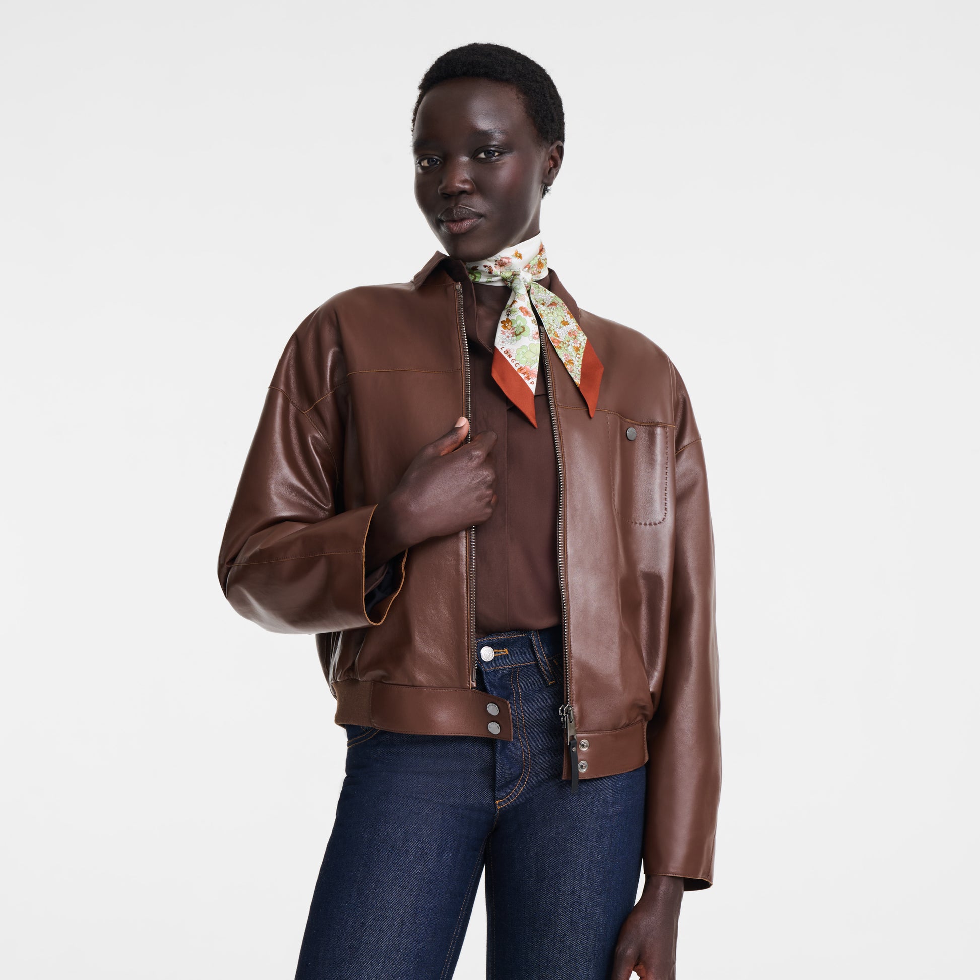 LONGCHAMP-Frise Fleurie Headband-Cognac-51053GSO504-1