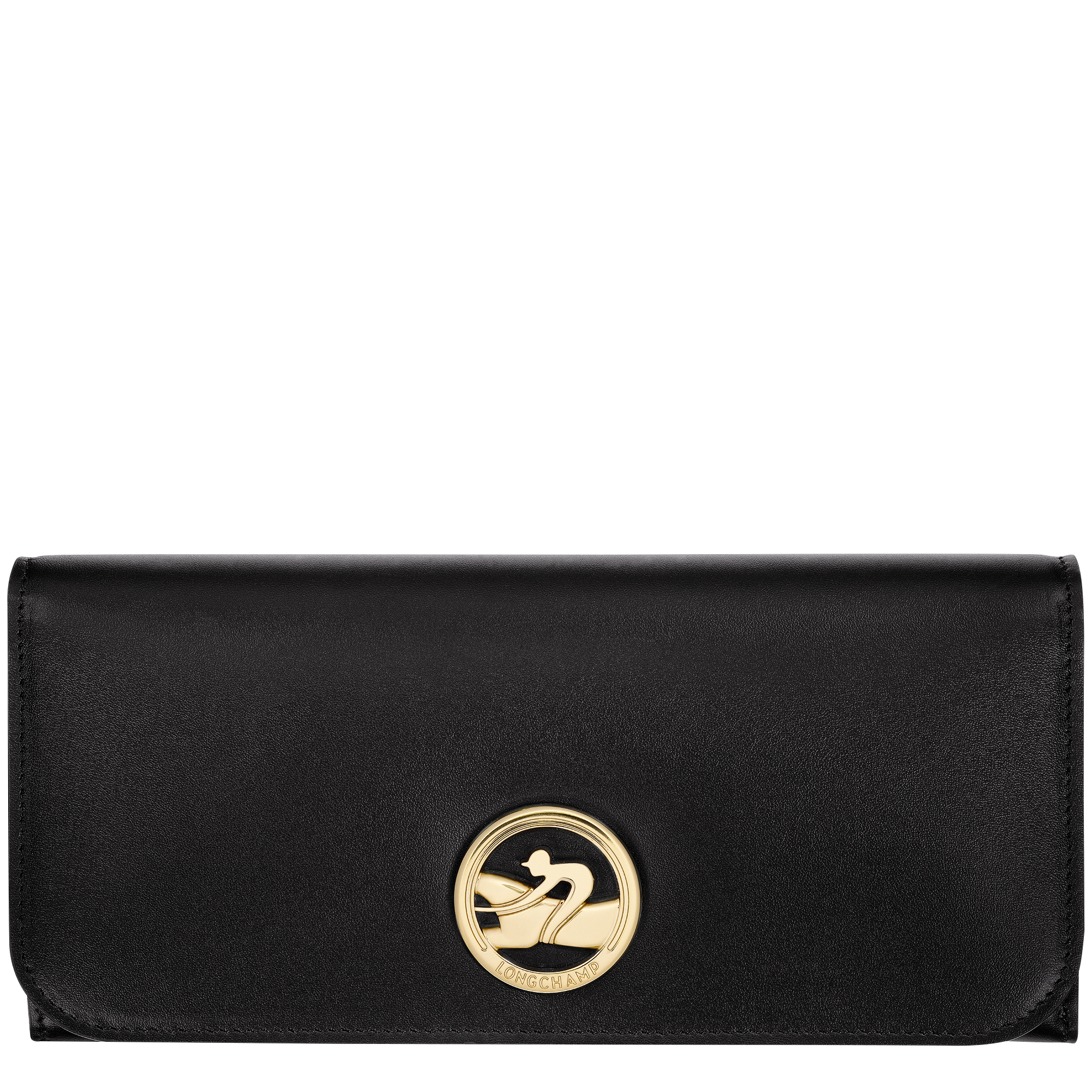 Front view of Longchamp Box-Trot Continental Wallet in Black Leather (SKU: L3044HAU001)
