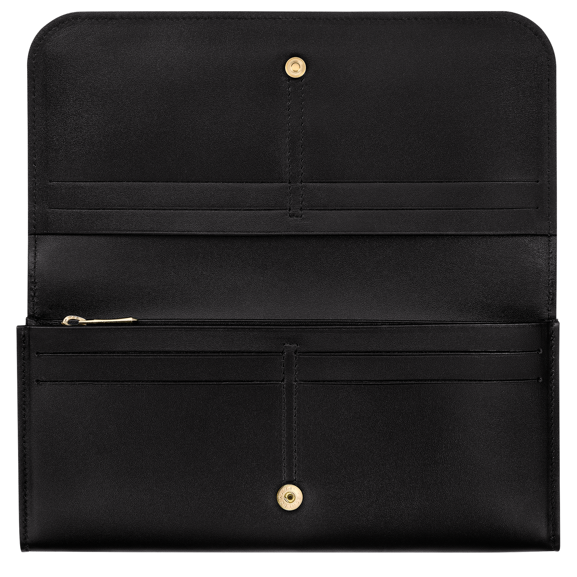Open view of Longchamp Box-Trot Continental Wallet in Black Leather (SKU: L3044HAU001)