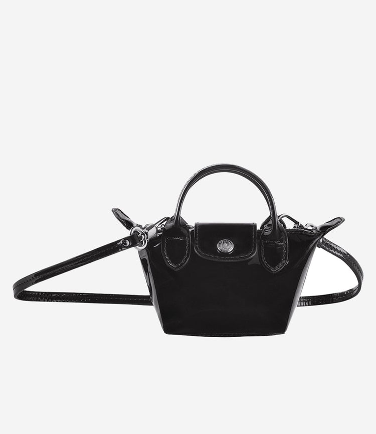 Black patent leather Le Pliage handbag