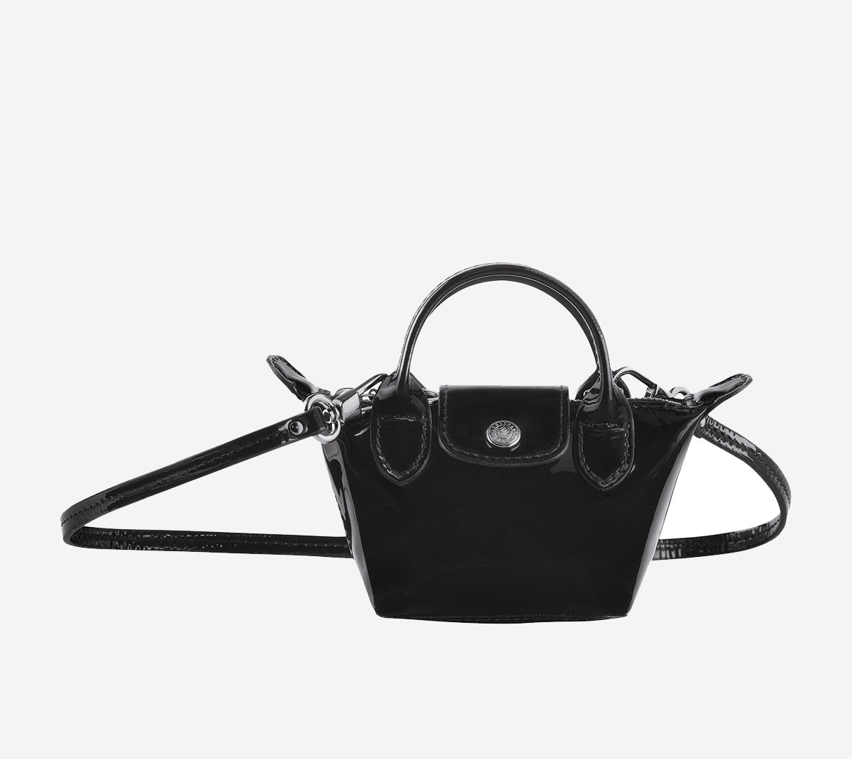 Black patent leather Le Pliage handbag