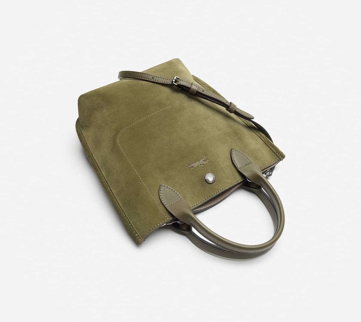 Khaki suede Longchamp handbag