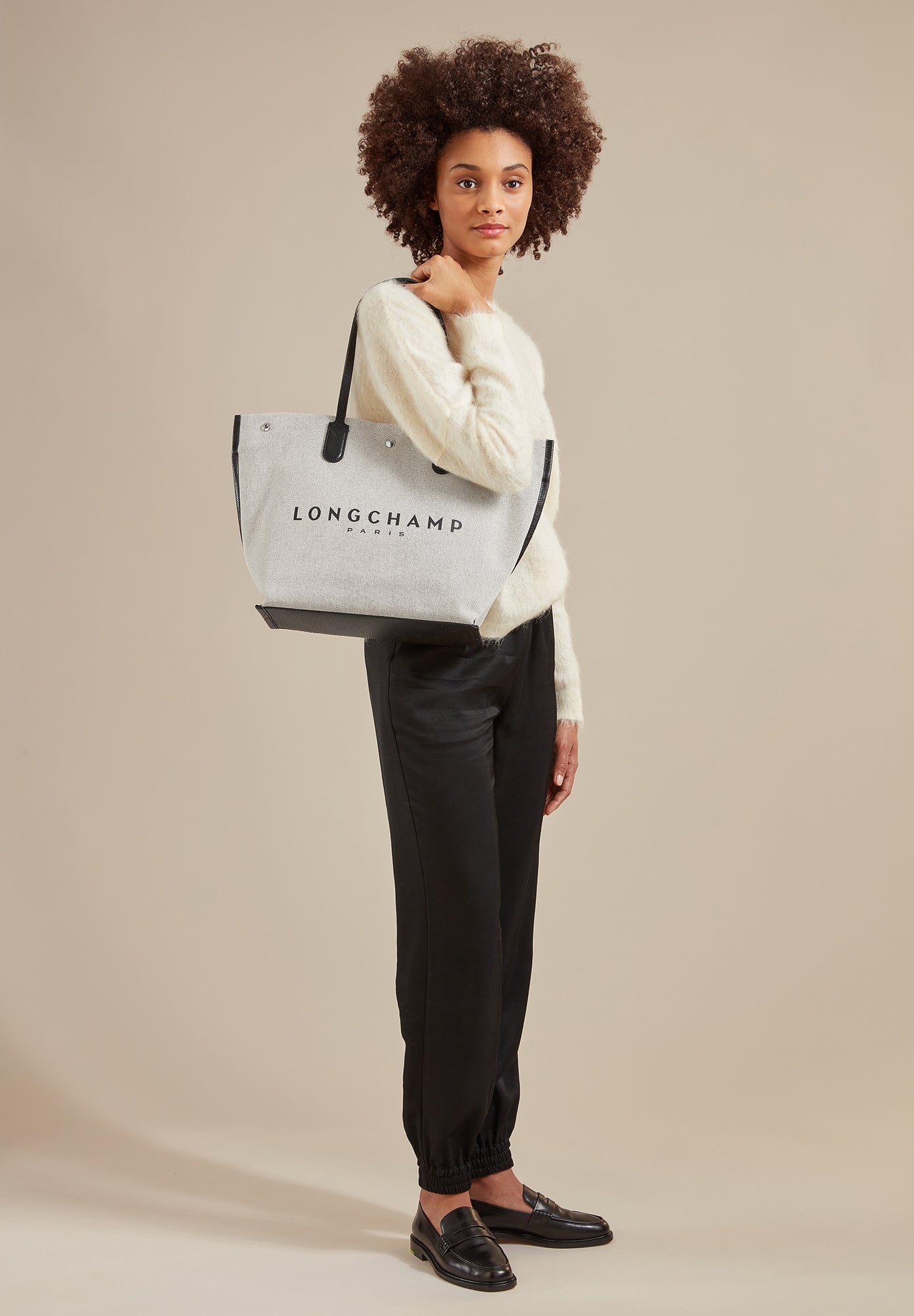 Longchamp ROSEAU - Tote bag L in Ecru - 2 (SKU: 10090HSG037)