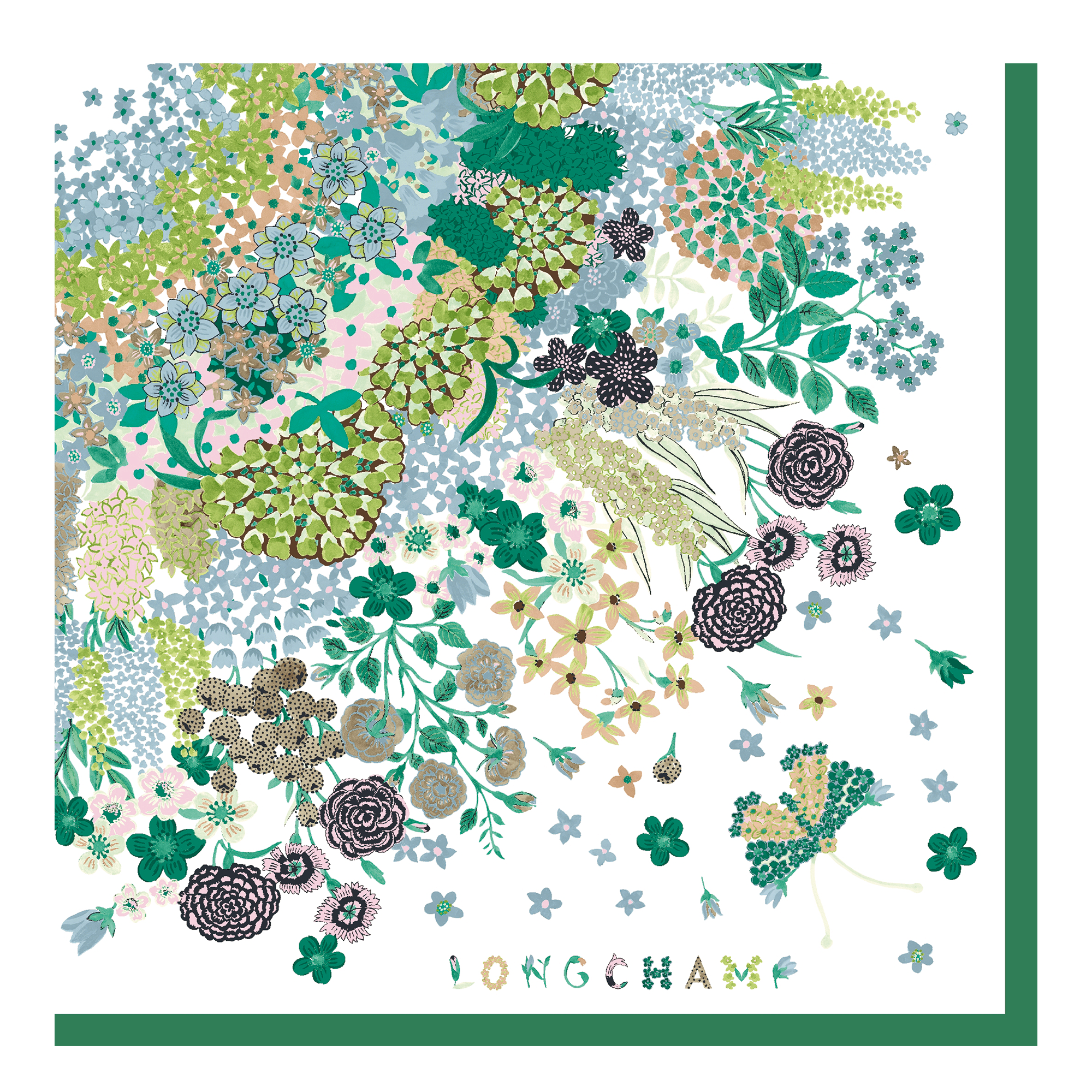 Longchamp SPRING/SUMMER 2023 COLLECTION - Silk scarf 90 in Grass - 2 (SKU: 50579SOID01)