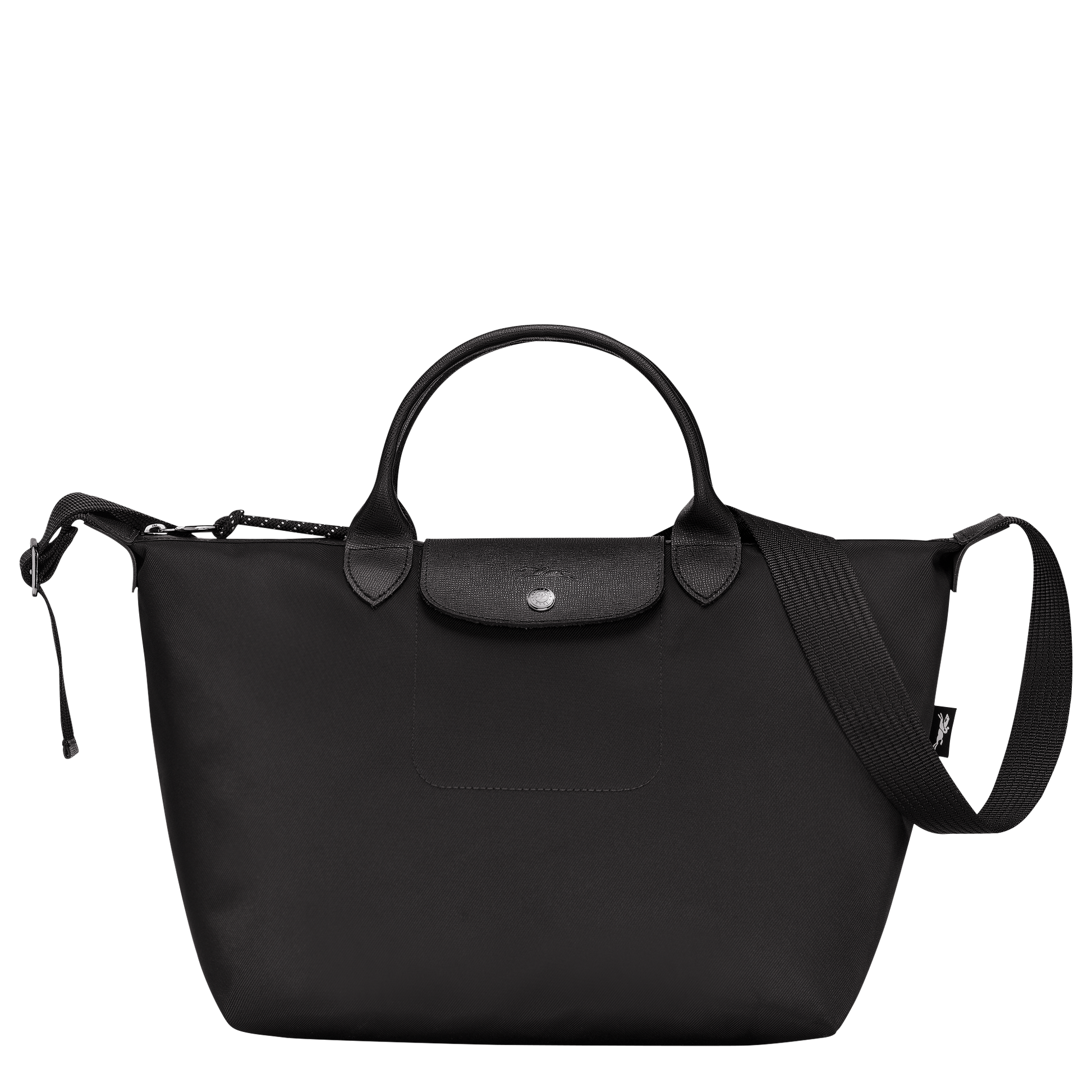 Longchamp black discount medium long handle
