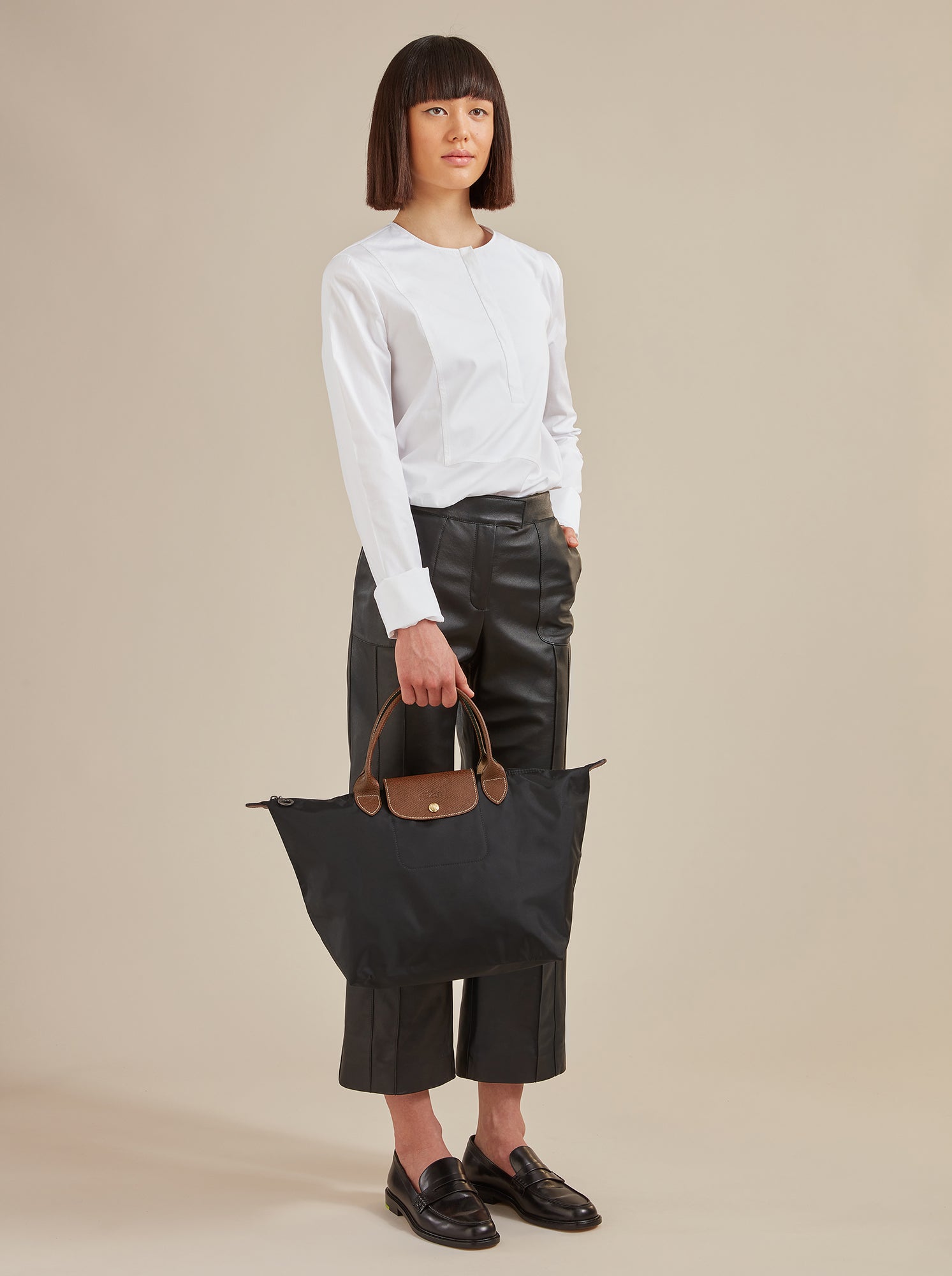 Longchamp different short handle tote