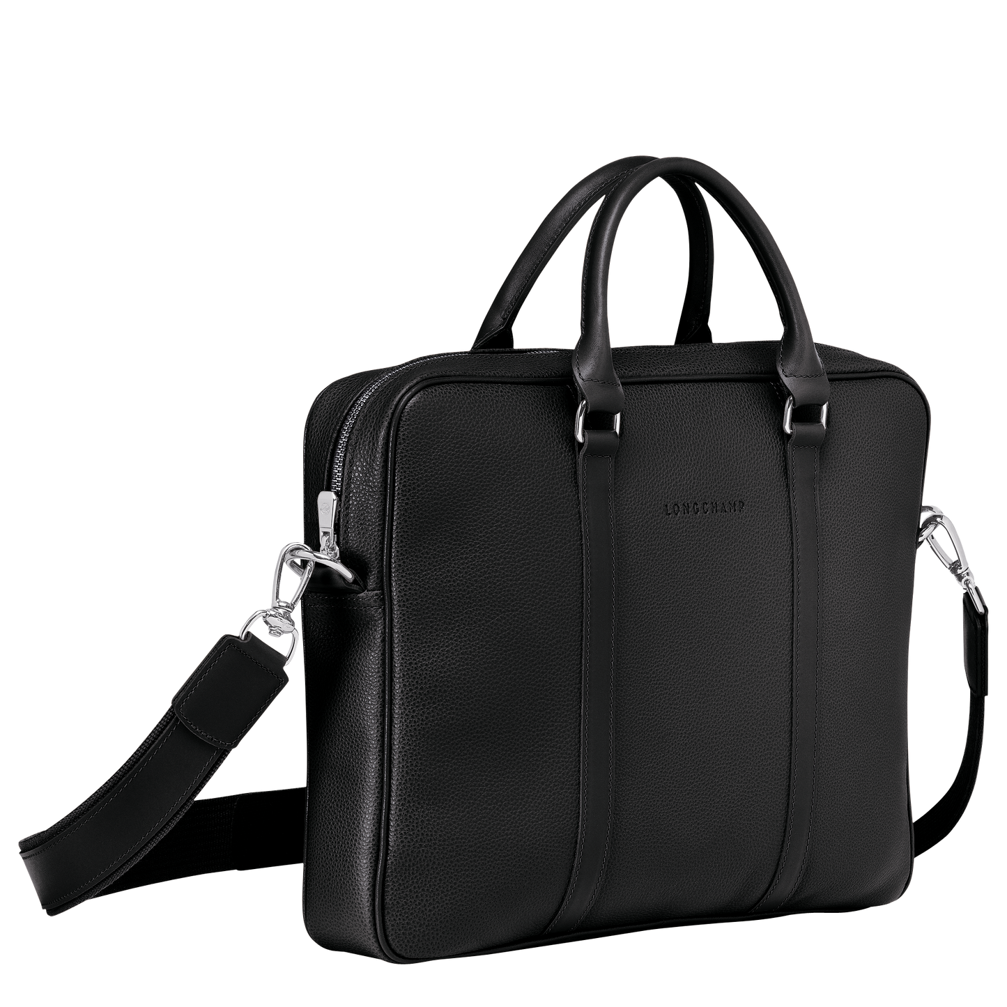 Le Foulonne Briefcase XS in Black - Side - L2121021047