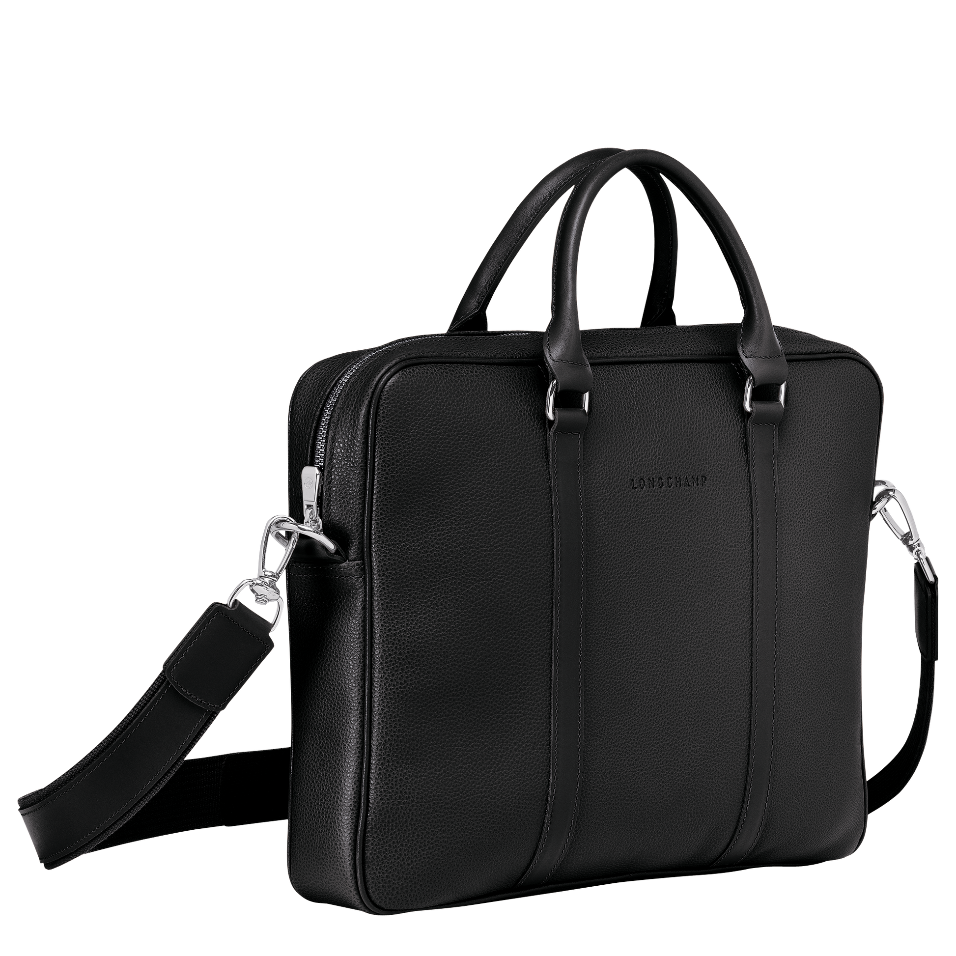 Le Foulonne Briefcase XS in Black - Side - L2121021047