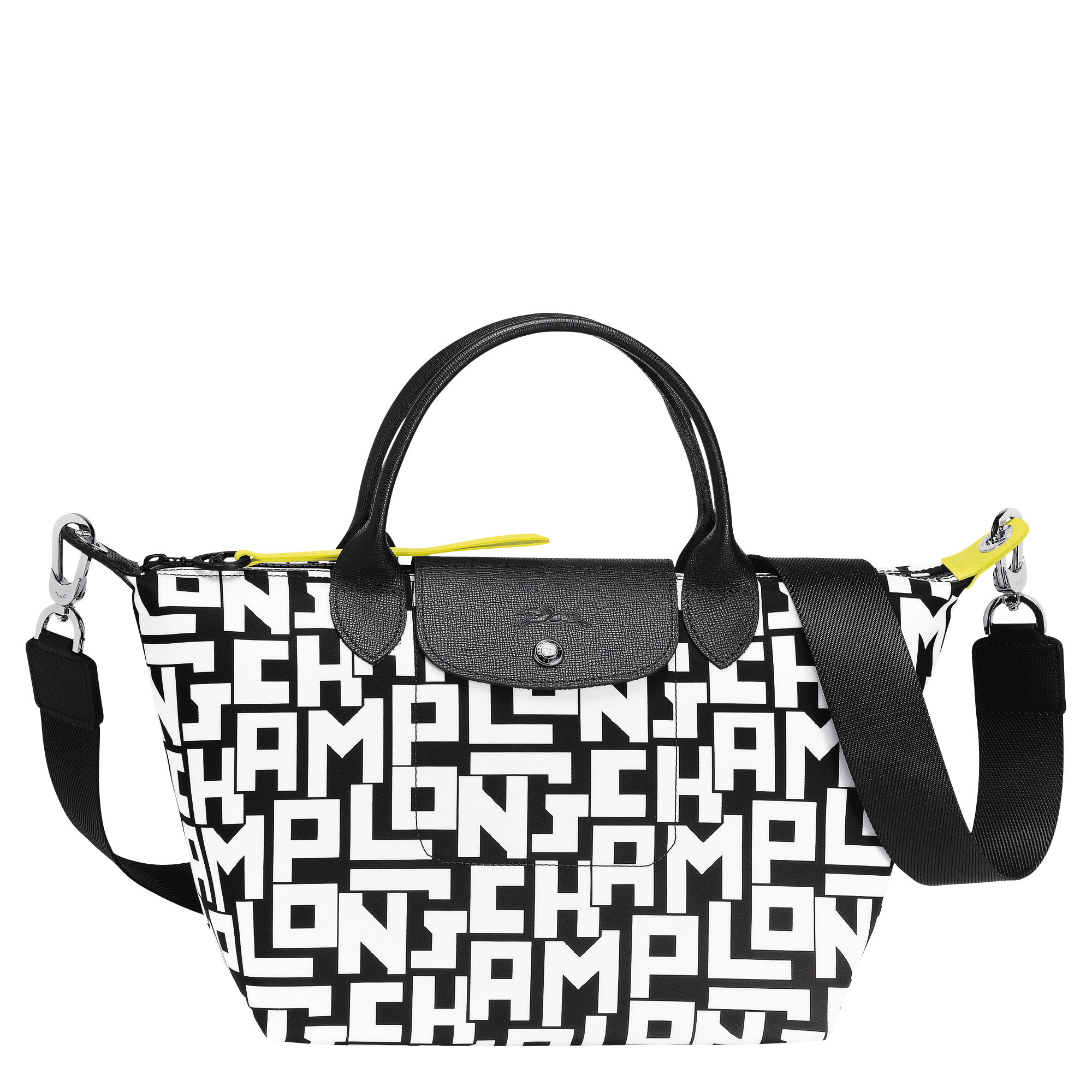 Le Pliage Top Handle Bag in Black/White - Front - L1512412067